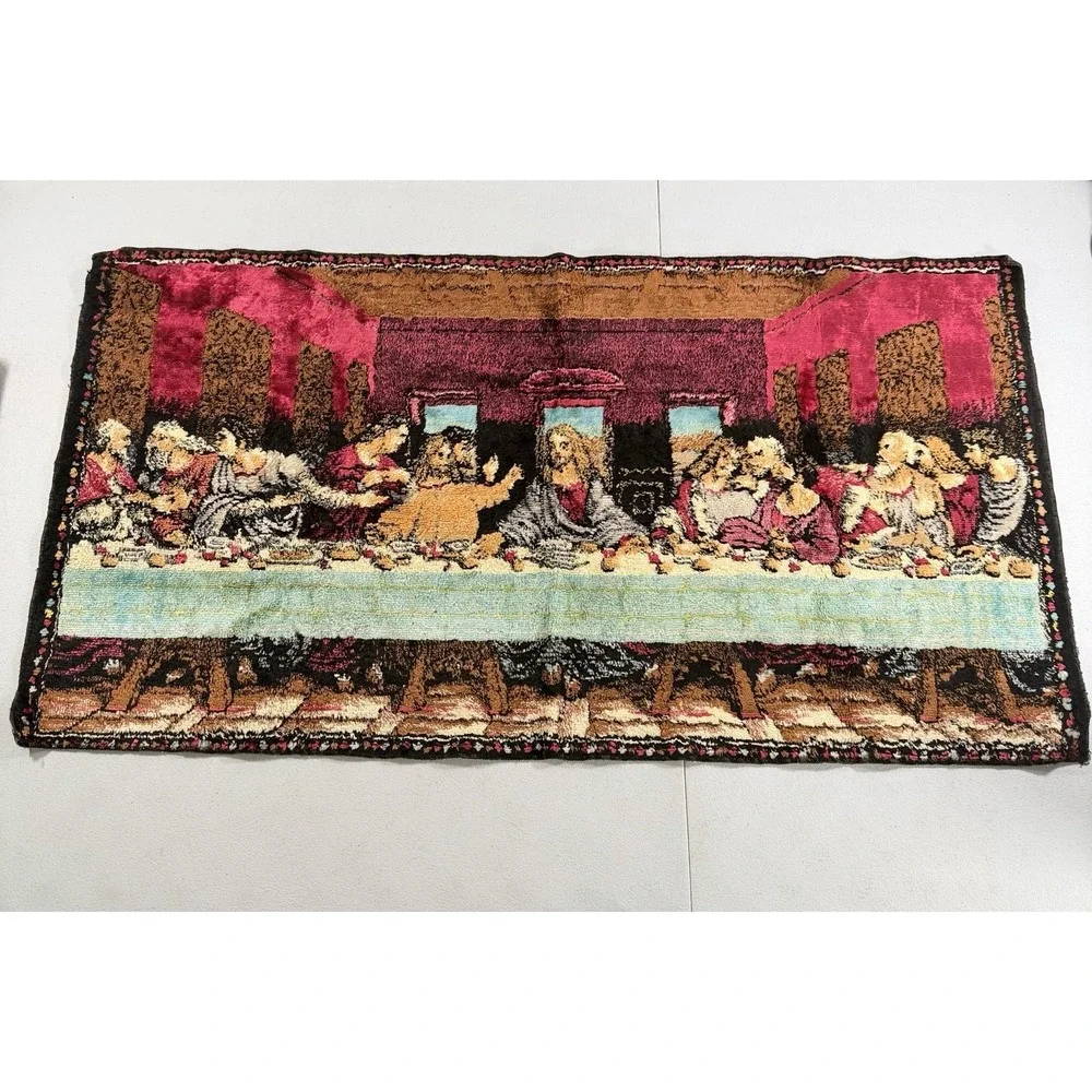 Vintage‎ The Last Supper With Disciples Woven Tapestry Wall Rug 37